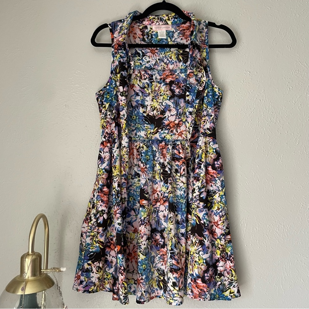 Band of Gypsies Floral Collared Button Up Shirt Dress